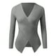 thumbnail image 4 of Jersey de manga larga con cuello en V para mujer: top de punto liso, corte ajustado para uso informal/al aire libre, tallas S-XL, 4 of 5