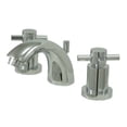 thumbnail image 1 of Two Handle 4" to 8" Mini Widespread Lavatory Faucet with Brass Pop-up, 1 of 4