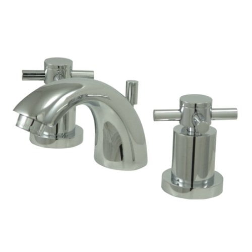 Two Handle 4" to 8" Mini Widespread Lavatory Faucet with Brass Pop-up