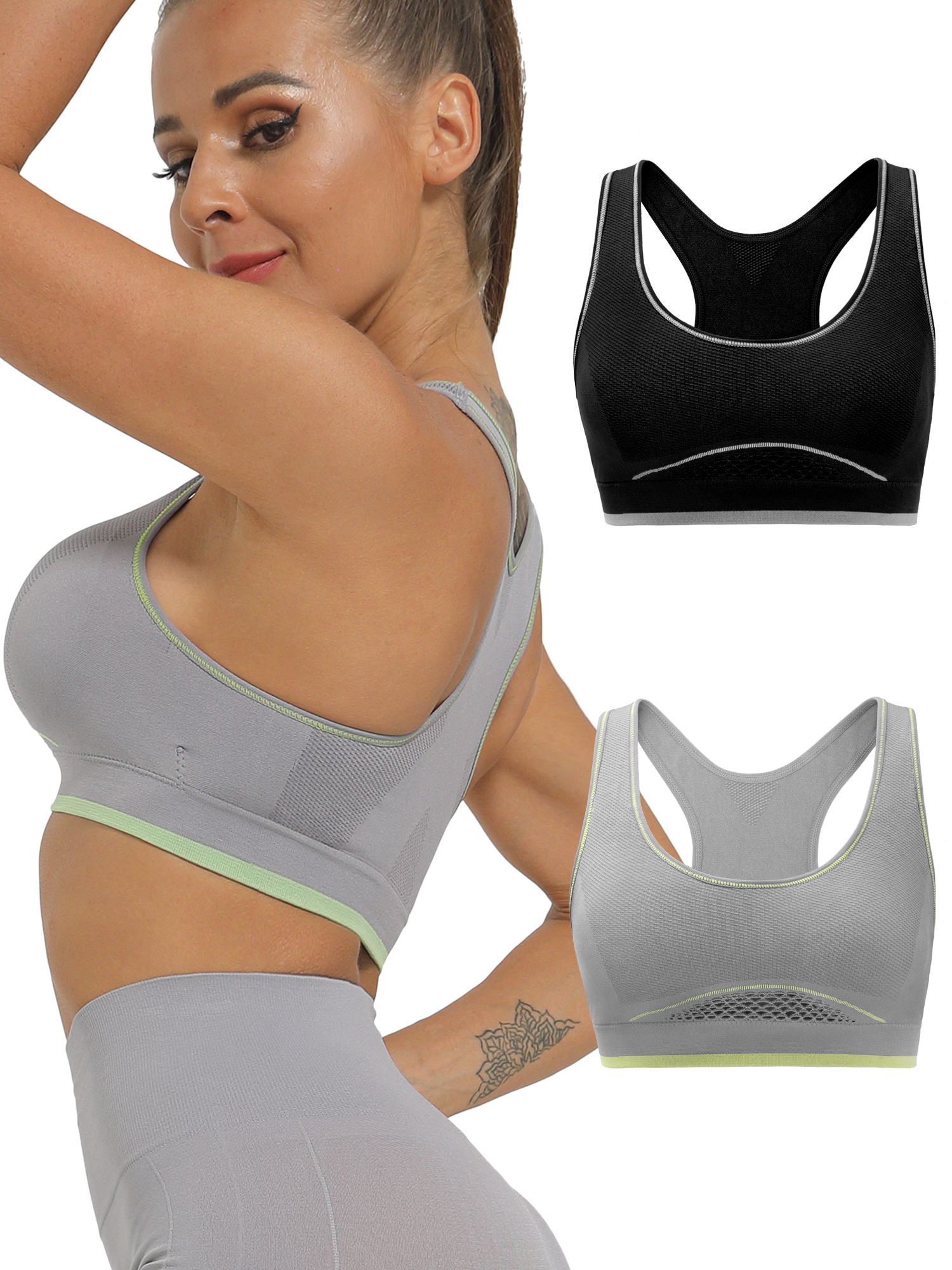 Women's Sports Bras High Impact Seamless Yoga Racerback with Removable Cups - image 1 of 6
