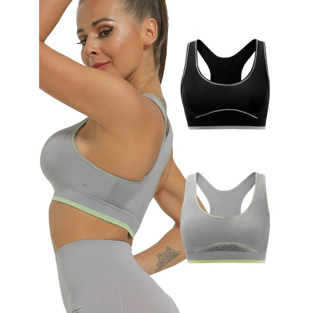 Women's Sports Bras High Impact Seamless Yoga Racerback with Removable Cups