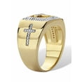 thumbnail image 2 of PalmBeach Jewelry Men's 1/10 TCW Diamond Cross Two-Tone Square Ring in 14k Gold-plated Sterling Silver, 2 of 5
