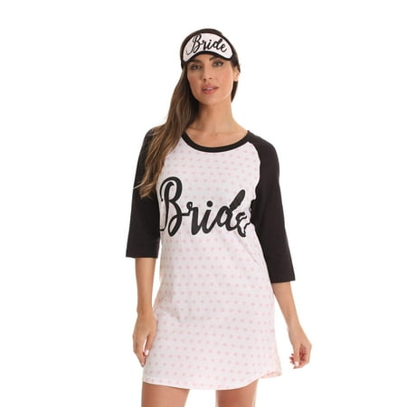 

Just Love Bridal Party Sleep Shirt with Sleep Mask 6786-262-XL (2X White - Bride)