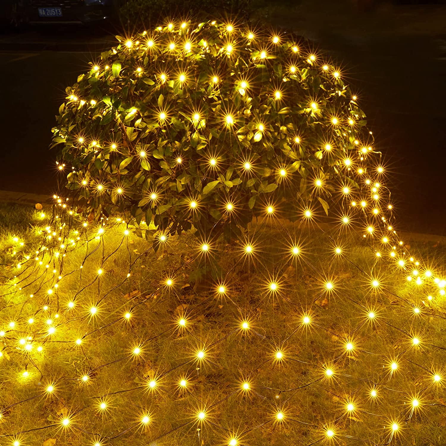 Christmas Net Lights 96 LED 5ft x 5ft Outdoor Christmas Bush Lights with 8 Modes, Connectable, Waterproof and Durable for Trees, Bushes, Christmas Decorations, Warm White