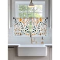 thumbnail image 3 of Sheer Curtains 54 Inch Length 2 Panels Set for Kitchen, Green Orange Leaves Semi Sheer Curtains for Windows, Spring Garden Botanical Voile Window Treatments Rod Pocket Curtain, 3 of 7