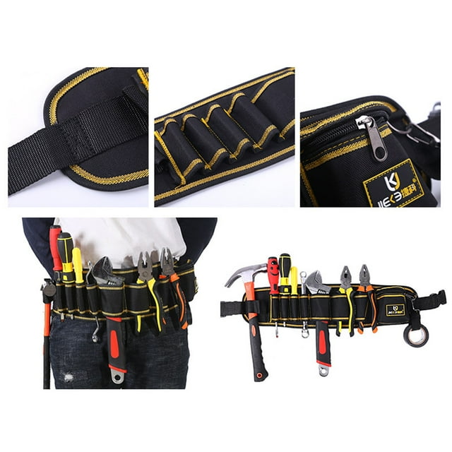 Pocket Tool Belts with Quick Release Buckle, Heavy Duty Detachable Adjustable Utility Belt, Multi-pocket Work Apron for Electrician Carpenter Construction