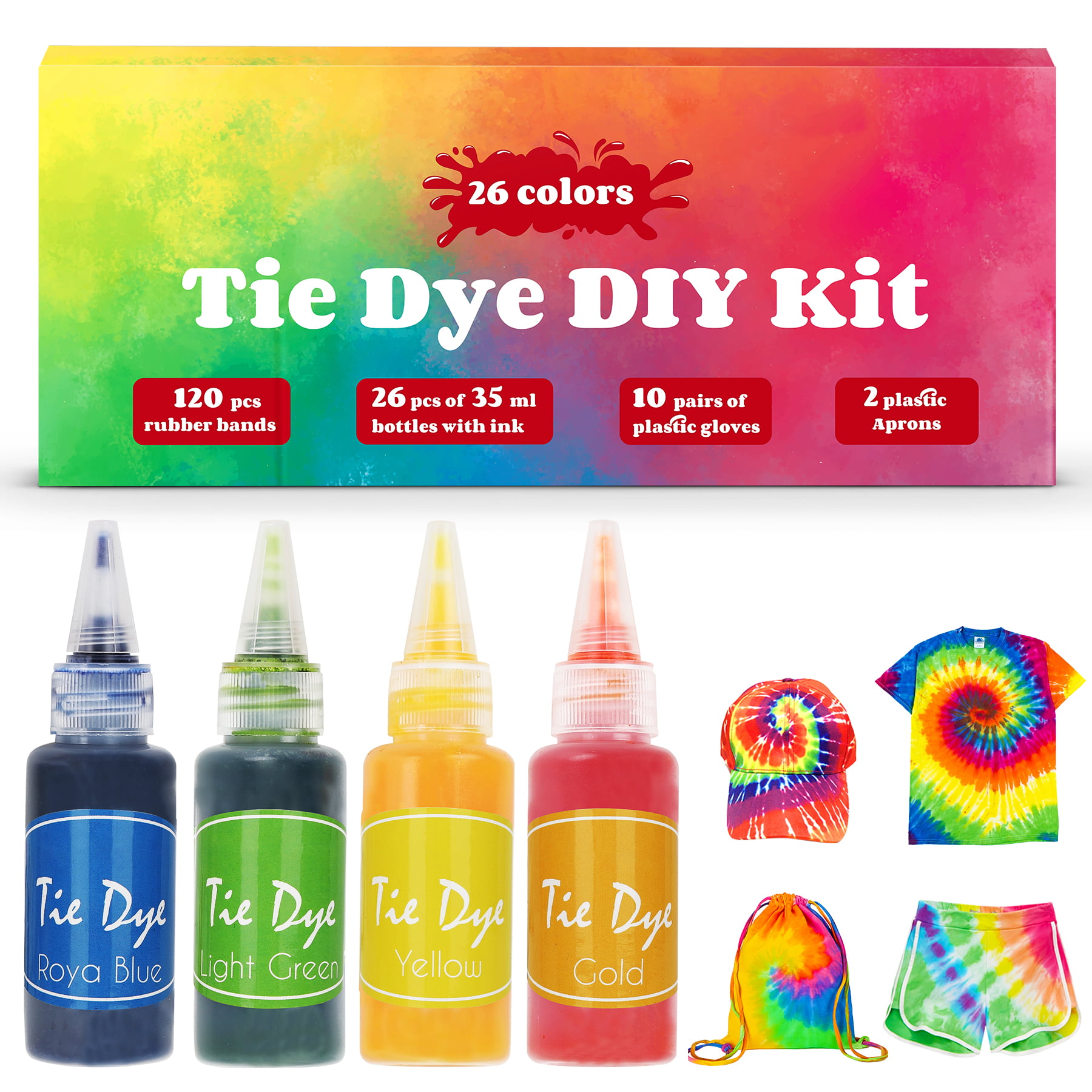 Mosaiz Tie Dye Kit of 26 Colors, Spray Tie Dye for Creative Activities and  DIY for Kids and Adults, Fabric Dyeing Set, Fun Summer Activity Outdoor 26  Colors with Spray Nozzles