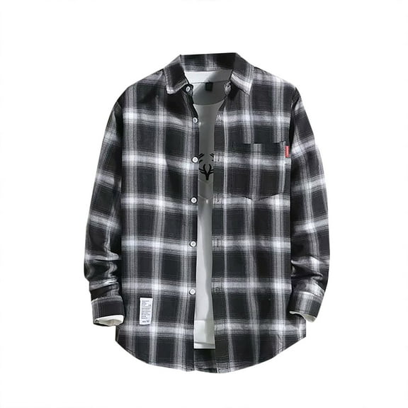 Men's Button Down Regular Fit Long Sleeve Plaid Flannel Casual Shirts