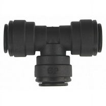 Push-Fit Tee Fitting, 3/8 in Tube Size, Polypropylene, Black, 10 PK