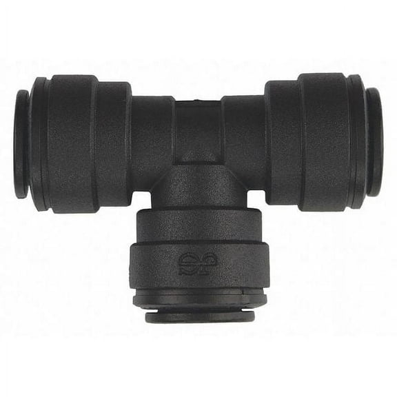 Push-Fit Tee Fitting, 3/8 in Tube Size, Polypropylene, Black, 10 PK