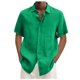 thumbnail image 1 of Designer Spring Summer Men's Casual Cotton Linen Solid Color Short Sleeve Shirts Loose Shirts 3XL, 1 of 3