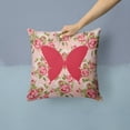 thumbnail image 2 of Butterfly Shabby Chic Pink Roses  Fabric Decorative Pillow, 2 of 4