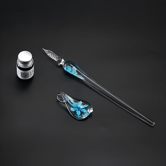 CCOCC Handmade Glass Dipped Pen Set - Crystal Signature Pen with Ink for Art,Writing,Signatures,Calligraphy - Decoration Gift Set