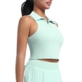 thumbnail image 4 of Jinhomg Women's Sleeveless Crop Tops Casual Solid Lapel Collar Tank Shirts Basic Solid V Neck Golf Tennis Clothes Summer Workout Athletic Tanks Green M, 4 of 7