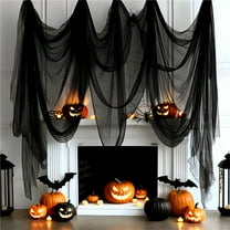 KMMYS Halloween Gauze Decoration, Eerie Draping Fabric with Ghostly Cutouts for Party and Event Decorations, Versatile Hanging Backdrop for Haunted House and Halloween Decor