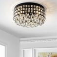 thumbnail image 4 of JONATHAN Y Meredith 14.5" 3-Light Crystal Drops/Metal LED Flush Mount, Black, JYL6142A, 4 of 9