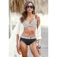 thumbnail image 3 of LASCANA Women's Side Tie Full Coverage Bikini Swimsuit Bottom Contrast Stripe, 3 of 5