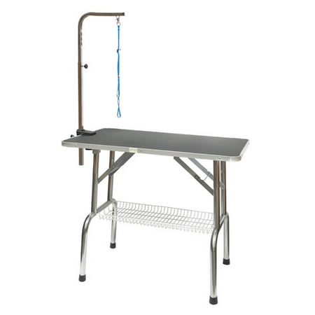 Go Pet Club Heavy Duty Stainless Steel Dog Grooming Table with Arm