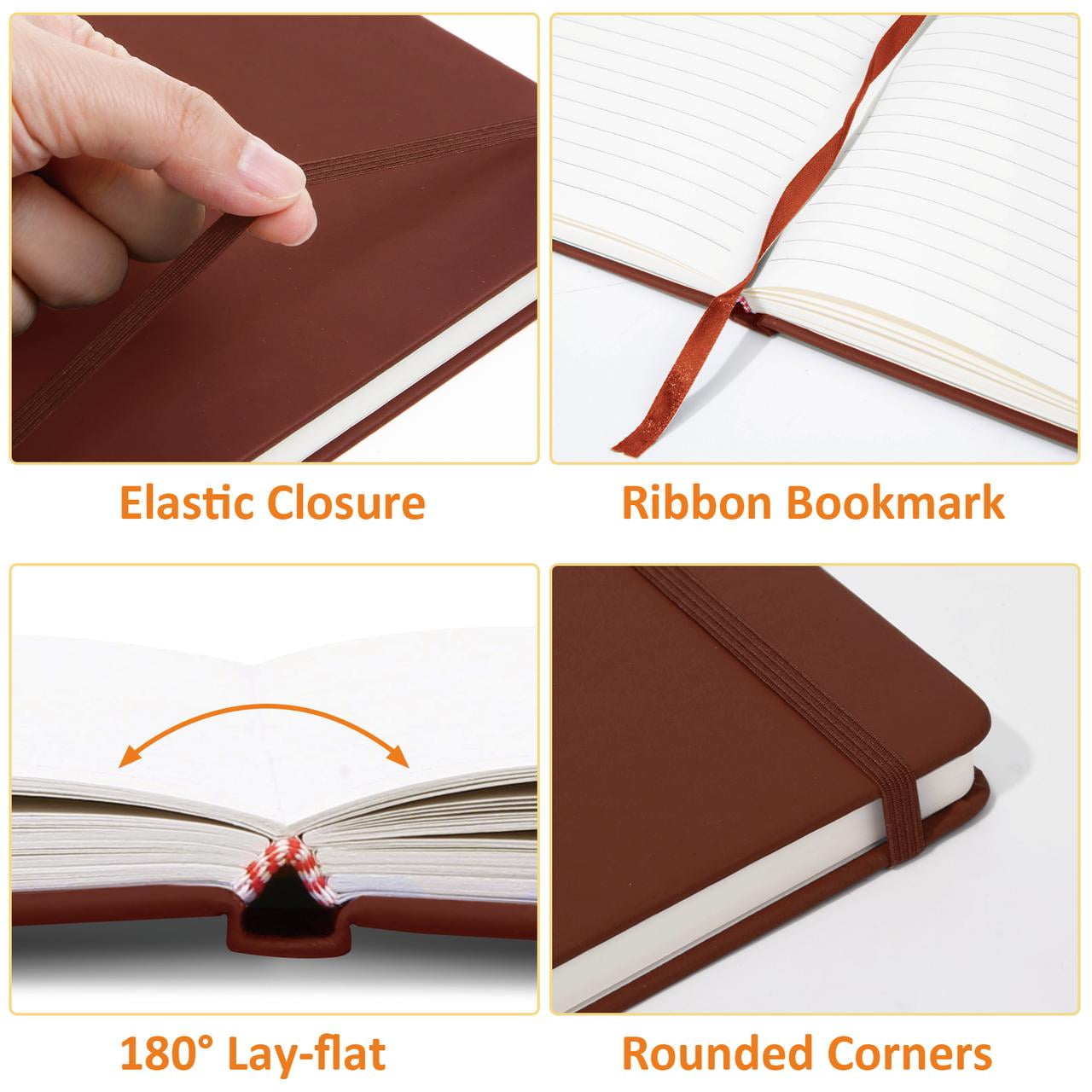 Comix Hardcover Notebook,Lined Journal for Writing, 240 Pages, 8.5 x 5.4 inch 6 Pack Brown