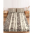 thumbnail image 2 of Twin Sze Fitted Sheet Set - Vintage Boho 2 Piece Bedding Sets 16" Deep Pocket Fitted Sheet with 1 Pillowcase, Abstract Retro Geometric Striped Beige Brushed Microfiber Hotel Luxury Bed Sheets, 2 of 9