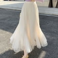 thumbnail image 5 of YUEHUA Women's A-Line Fairy Patterned Elastic High Waist Ruffle Tulle Layered Midi Skirt Elegant Smock Vacation Outfits Dress, 5 of 5