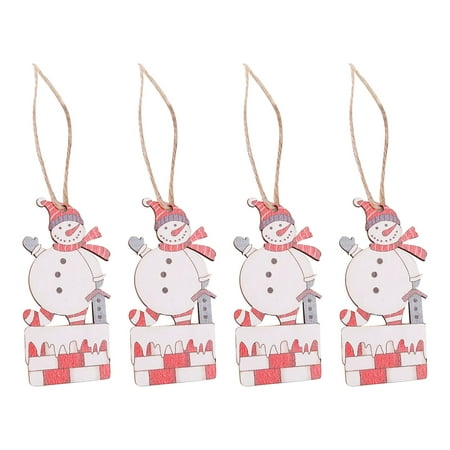 

Heiheiup 4PCS Christmas Tree Decoration Supplies Christmas Snowman Old Man Angel Painted Wooden Sign Pendant Chandelier Ball