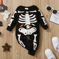 thumbnail image 1 of Kmbangi Halloween Jumpsuit, Skeleton  Candy Print Long Sleeve Romper, 1 of 8