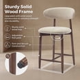 thumbnail image 3 of COLAMY Upholstered Counter Height Bar Stools Set of 2, Kitchen Island Stools with Back, Suitable for 34"-41" Table, Modern Counter Chairs with Wood Legs for Dining Room, Beige, 3 of 12