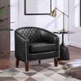 thumbnail image 3 of TrumanPick Barrel Accent Chair Faux Leather Studded Club Chair Bucket Arm Chair, Black, 3 of 8