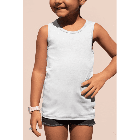 White Big Kid Ribbed Tank 100-Pack