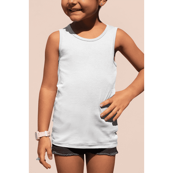White Big Kid Ribbed Tank 12-Pack