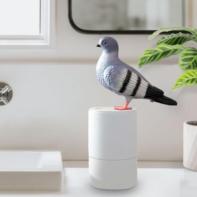 Dispensador automático de jabón Macarena forma de pájaro gris