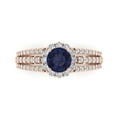 thumbnail image 2 of 1.76ct round cut blue sapphire 18k rose gold halo Bridal Wedding Engagement Promise Anniversary Ring for Women size 6.5, 2 of 7