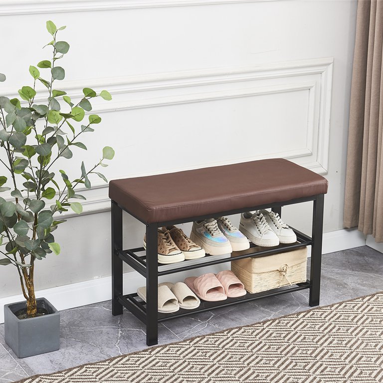 Bamboo 3 Tier Shoe Rack Bench, Shoe Organizer or Entryway Bench, with  Storage and Foam Pad Seat Shoe Rack, Perfect for Hallway Living Room  Bedroom Corridor 