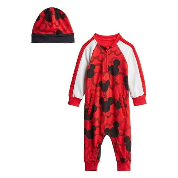 Adidas GM6940 Disney Mickey Mouse Playsuit and Beanie Hat ( 12M )