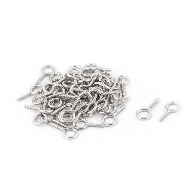 Unique Bargains 1.5mm Diameter Thread Metal Eyelet Clasp Screw Eye Hook Silver Tone 50pcs