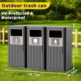 thumbnail image 2 of Outdoor 3-Barrel Resin Trash Can – Waterproof, Recycling Labels – Fits 30-39 Gal Bags, Durable for Porch/Backyard/Kitchen, Black, 50.8x16.5x35.4in, 2 of 8