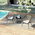 thumbnail image 6 of Grand Patio Outdoor Modern Bistro Set with Coffee Table, 3-Piece Wicker Furniture, Boho Style Chair Set with Cushions for Balcony, Porch, Garden, 6 of 6