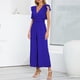 thumbnail image 3 of Gibobby Monos Holgados Mono de empalme con cuello en V Pantalones rectos Diseño simple y exquisito(Azul， M), 3 of 4