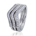 thumbnail image 2 of Platinum Plated Sterling Silver 0.5ct CZ Wavy Stackable 3 pcs Together Ladies Ring ( Size 5 to 9 ), 6, 2 of 2