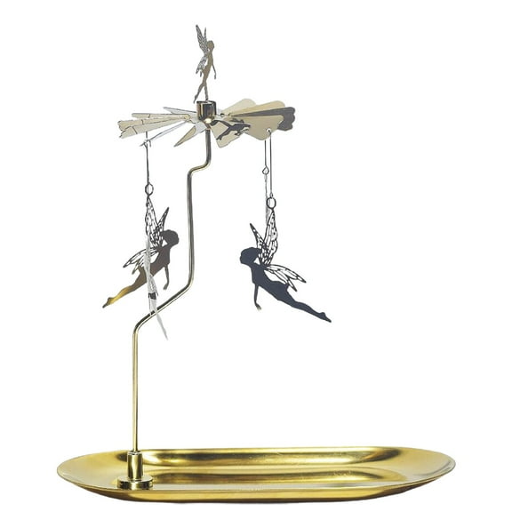 Gnwei Spinning Candle Holder with Tray, Gold Carousel Candle Spinner, Rotating Metal Tea Light Candle Holder for Table Centerpiece, Christmas, Valentine's Day, Party Decor, Gift