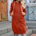 thumbnail image 2 of Lindreshi Winter Coats for Women Plus Size Clearance Fashion Womens Casual Color Long Sleeve Cardigan Hooded Mid-length Coat, 2 of 7