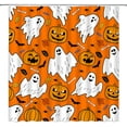 thumbnail image 2 of Halloween Ghost Shower Curtain Spooky Ghost Pumpkin Bat Cartoon Funny Cute Halloween Holiday Bathroom Decor Fabric Curtain with Hooks, 2 of 3