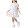 thumbnail image 2 of Spazoro Girls Cute Dresses, Button Front Solid Color Collared Short Sleeve Casual A-Line Dress for School White Size 1-2 T, 2 of 9