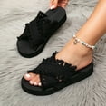 thumbnail image 5 of Women Espadrilles Platforms Sandals Wedge Canvas Open Toe Slippers Vintage Heel Solid Color on Summer Dress Comfortable Trendy Breathable Non Vacation Walking Shoes, 5 of 8