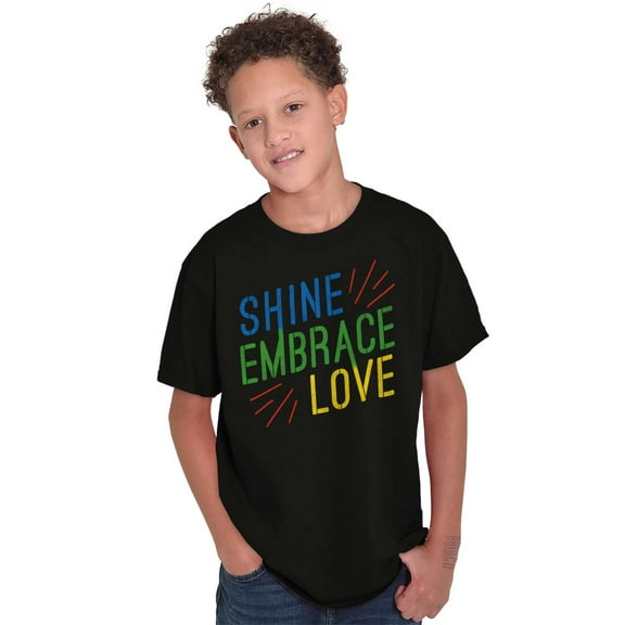 Shine Embrace Autistic Awareness Crewneck T Shirts Boy Girl Teen Brisco Brands XS