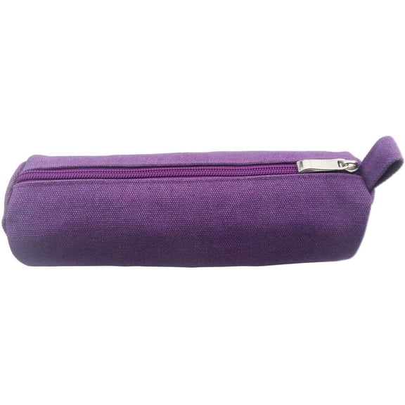 Heavy Canvas Stationery Stylish Simple Pencil Bag and Durable Compact Zipper Pencil Case Pouch 1 Pack Purple