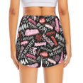 thumbnail image 4 of Uemuo Various Languages Mother Pattern Women's Athletic Shorts High Waisted Running Shorts with Liner Pockets Gym Elastic Workout Shorts-XX-Large, 4 of 9