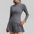 thumbnail image 4 of FNFYFH Long Sleeve Workout Tops for Women Quarter Zip Golf Shirt Slim Fitted Athletic Gym Yoga Running Shirt, 4 of 9
