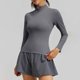 thumbnail image 4 of Tops de Cuello Alto para las Mujeres Respirable Running Fitness Yoga Top de Manga Larga, Pantalones Cortos Y Set Superior para las Mujeres Que Coinciden con Ropa Deportiva, 4 of 8